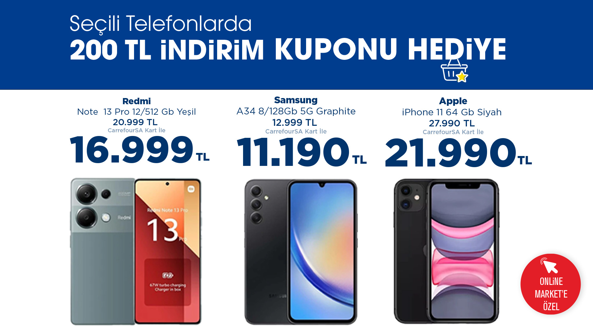 Seçili Telefonlarda 200 TL İndirim Kuponu Hediye