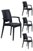 4 Adet Rattan Lüx Antrasit Sandalye / Balkon