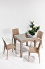 Rattan Small Camlı Cappucino Masa Takımı Bahçe&balkon 1 Camlı Masa 4 Sandalye