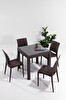 Rattan Small Camlı Kahve Masa Takımı Bahçe&balkon 1 Camlı Masa + 4 Sandalye
