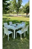 Rattan Large Camlı Beyaz Masa Takımı Bahçe&balkon 1 Camlı Masa + 6 Sandalye