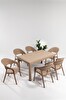 Garden Large 90x150cm Rattan Cappucino Masa Takımı Bahçe&balkon - 1 Masa 6 Sandalye