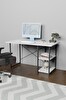 2 Raflı Metal Ahşap Ofis Bilgisayar Çalışma Masası 60x120 - Beyaz