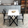 YEMEK MASASI TAKIMI X AYAKLI YEMEK MASASI 70X110 + 4 ADET SANDALYE - BEYAZ