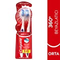 Colgate 360 Optik Beyaz Dil Ve Yanak Temizleyicili Orta Beyazlatıcı Diş Fırçası 1+1