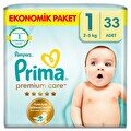 Prima Premium Care 1 Beden Yeni Doğan Bebek Bezi 33'lü