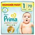 Prima Bebek Bezi Premium Care Yeni Doğan 1 Numara 70'li 2-5 Kg Ekonomik Paket
