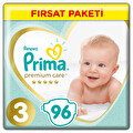 Prima Bebek Bezi Premium Care 3 Numara 96'lı 6-10 Kg Fırsat Paketi
