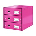 Leitz WOW C&S 3 Çekmeceli Evrak Rafı Metalik Pembe