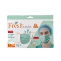 Fresh Mask 3 Katlı Filtreli Burun Telli Medikal Maske 10'lu Paket Kalın Ipli Açık Yeşil