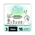 Sleepy Bio Natural Premium Plus Hijyenik Ped Gece 18'li