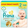 Prima Premium Care Bebek Bezi 2 Beden Aylık Fırsat Paketi 168'li