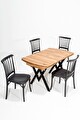 Castella Açılır Masa / 4 Adet Violet Siyah Sandalye Mutfak&salon Masa Takımı