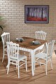 Artemis Beyaz / Sirius Sabit Masa - 4 Sandalye 1 Masa / Salon - Mutfak Masa Takımı
