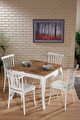 Violet Beyaz / Sirius Sabit Masa - 4 Sandalye 1 Masa / Salon - Mutfak Masa Takımı