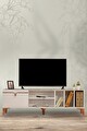 Pietra Tv Ünitesi - Beyaz Mermer Desenli 160 Cm 2 Kapaklı + 2 Raflı Tv Sehpası