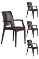 4 Adet Rattan Lüx Kahve Sandalye / Balkon-bahçe-teras