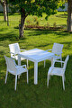 Rattan Beyaz Kollu 4 Sandalye Masa Takımı - Bahçe&balkon&teras