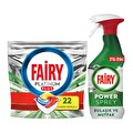 Fairy Platinum Plus 22 Yıkama Bulaşık Makinesi Deterjanı Kapsülü+Power Sprey Bulaşık Ve Mutfak 500 ml
