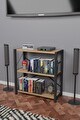 METAL KİTAPLIK 3 RAFLI DEKORATİF KİTAPLIK TV ÜNİTESİ RAF - ATLANTİK ÇAM