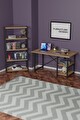 DEKORATİF METAL KİTAPLIK 5 RAFLI + 60X120 CM OFİS DERS ÇALIŞMA MASASI SET - ATLANTİK ÇAM