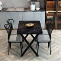 YEMEK MASASI TAKIMI X AYAKLI YEMEK MASASI 70X110 + 4 ADET SANDALYE - BENDİR
