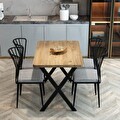 YEMEK MASASI TAKIMI X AYAKLI YEMEK MASASI 70X110 + 4 ADET SANDALYE - ATLANTİK ÇAM