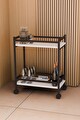 Servis Sunum Arabası Ev Tipi Iki Katlı Şişe Bölmeli Servant Bar Cart - Beyaz