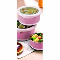 Yuvarlak Saklama Kabı 1200 Ml Pembe