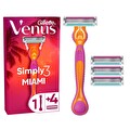 Gillette Simply Venüs 3 Miami Tıraş Makinesi Gövdesi + 4 Bıçak