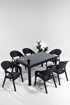 Garden Camlı 90x150 Bahçe&balkon&teras Masa Seti - Antrasit
