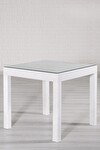 Rattan 80x80 Camlı Beyaz Masa - Bahçe&balkon&teras