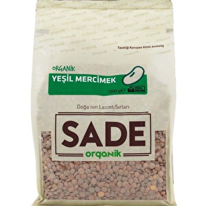 Sade Organik Yeşil Mercimek 1000 g -1