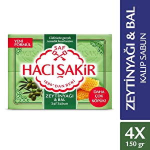 Hacı Şakir Zeytinyağı & Bal Saf Kalıp Sabun 4x150 Gr -1