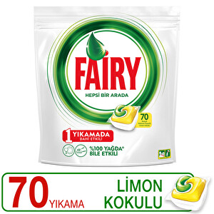 Fairy Hepsi Bir Arada 70 Yıkama Bulaşık Makinesi Deterjanı Kapsülü Limon Kokulu -1