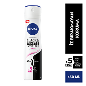 Nivea Invisible Black&White Clear Sprey Deodorant 150 ml Kadın -1
