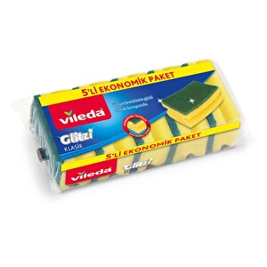 Vileda Yeşil Oluklu Sünger 5'li Eko Paket -1
