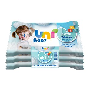 Unibaby Aktif Cep Mendil 3x15'li -1