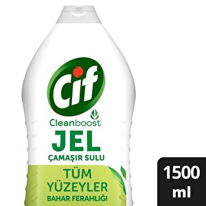 Cif Jel Yüzey Temizleyici Cleanboost Tüm Yüzeyler İçin Leke Çıkarıcı Çamaşır Sulu Bahar Ferahlığı 1500 Ml -1