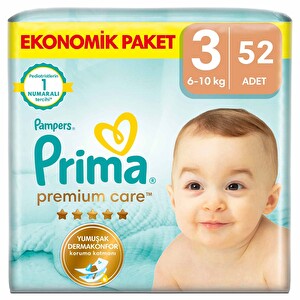 Prima Bebek Bezi Premium Care 3 Numara 52'li 6-10 Kg Ekonomik Paket -1