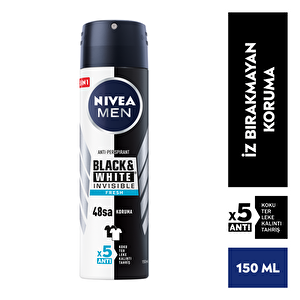 Nivea Invısıble Black&Whıte Fresh Sprey 150 ml Erkek - 1