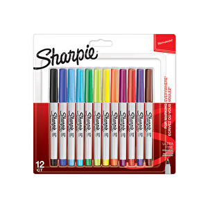 Sharpie Ultra Fine Permanent Keçeli Kalem İnce Uç 12'Li Karışık Renkli Hediyelik Boya Kalemi Seti -1