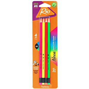 Rio Neon Silgili Kurşun Kalem 4'lü -1