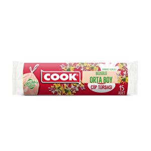 Cook Büzgülü Orta Boy Hanımeli Çöp Torbası 15'li -1