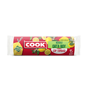 Cook Büzgülü Orta Boy Limon Kokulu Çöp Torbası 15'li -1