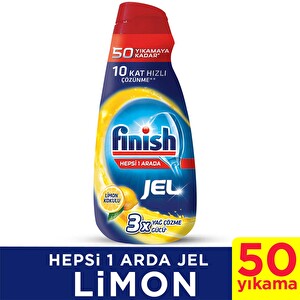 Finish Hepsi Bir Arada Limon Kokulu 1000 ml Jel Bulaşık Makinesi Deterjanı - 1