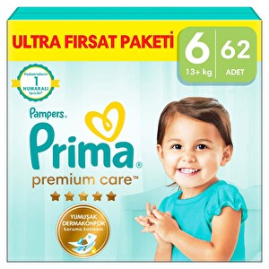 Prima Premium Care 6 Beden Bebek Bezi 62'li -1