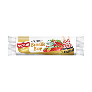 Koroplast Ekstra Güçlü Büzgülü Çilek Büyük Boy Çöp Torbası 10'lu -1
