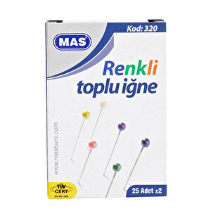 Mas Renkli Başlı Toplu İğne 32 mm -1