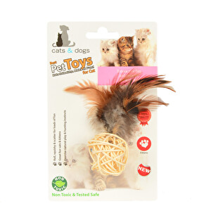 Tüylü Hasır Top Kedi Oyuncağı -1
